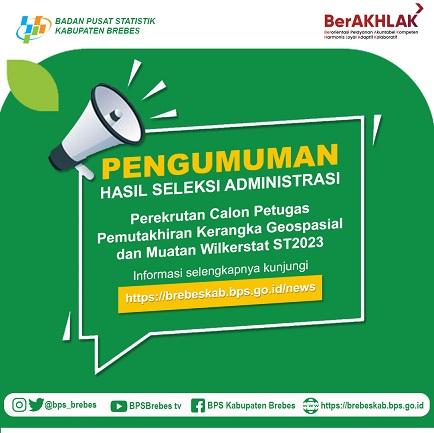 Hasil Seleksi Administrasi Petugas Pemutakhiran Kerangka Geospasial dan Muatan Wilkerstat ST2023