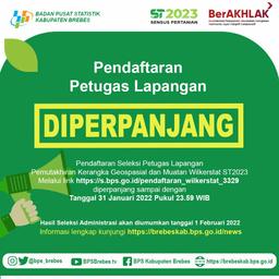 Perpanjangan Pendaftaran Petugas Pemutakhiran Kerangka Geospasial dan Muatan Wilkerstat ST2023