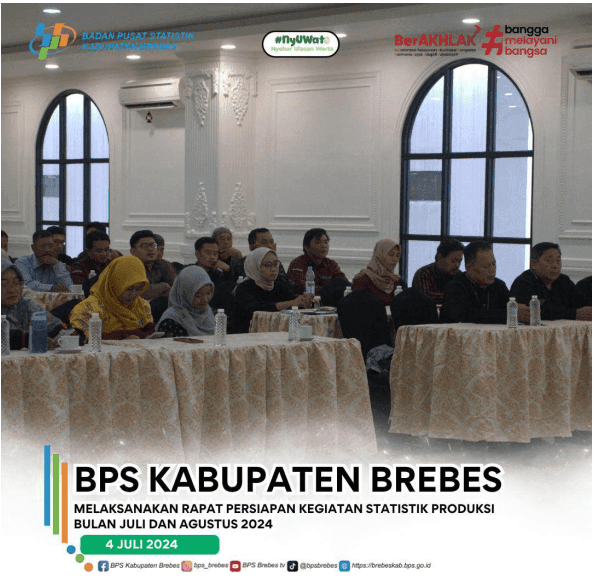 Rapat Persiapan Kegiatan Statistik Produksi Bulan Juli dan Agustus 2024 di Hotel King Royal Brebes